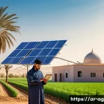 농업경영사 이직에 유리한 산업 분야 - A high-tech digital farm in an arid Middle Eastern landscape, featuring a skilled agricultural busin...